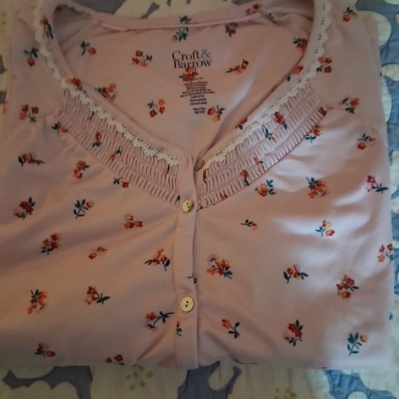 croft & barrow Pink Floral Pajama Set - Picture 3 of 4